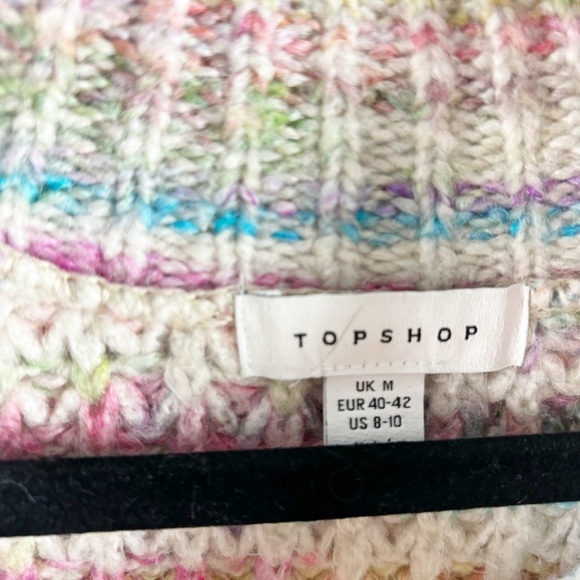 Topshop Space Dye Turtleneck Thick Knit Oversized Sweater US 8-10 Cream Pink - Picture 5 of 5